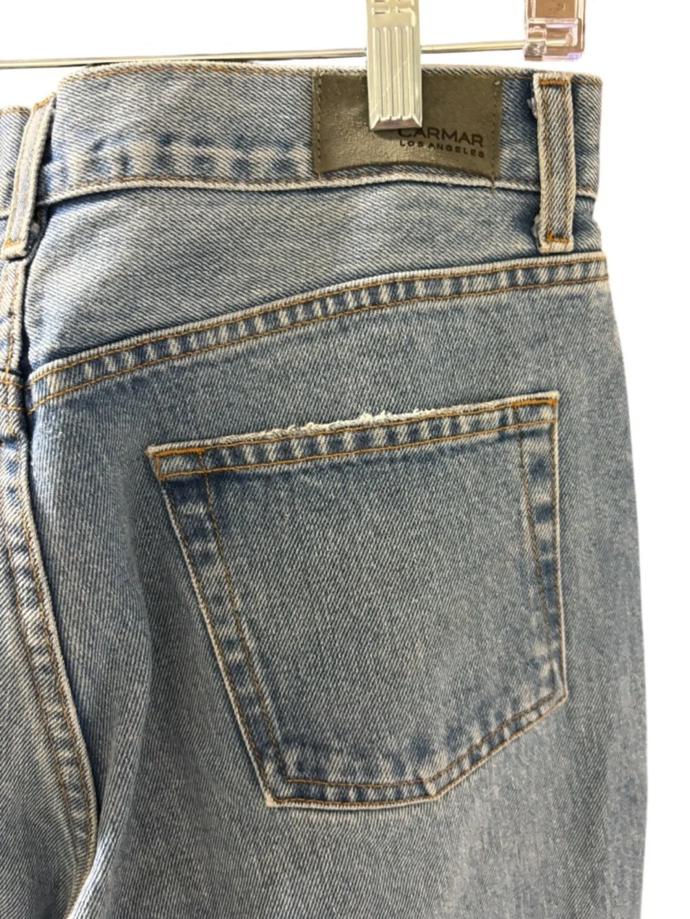 Carmar Women's Blue Straight Leg Jeans‎ Distressed Silver Stud Detail Size 29